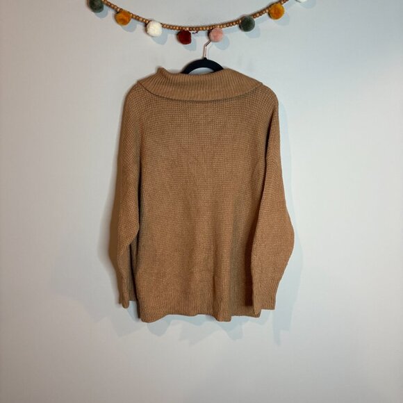 Aerie CozyUp Waffle Quarter Zip Sweater in Cappucino - Picture 5 of 5